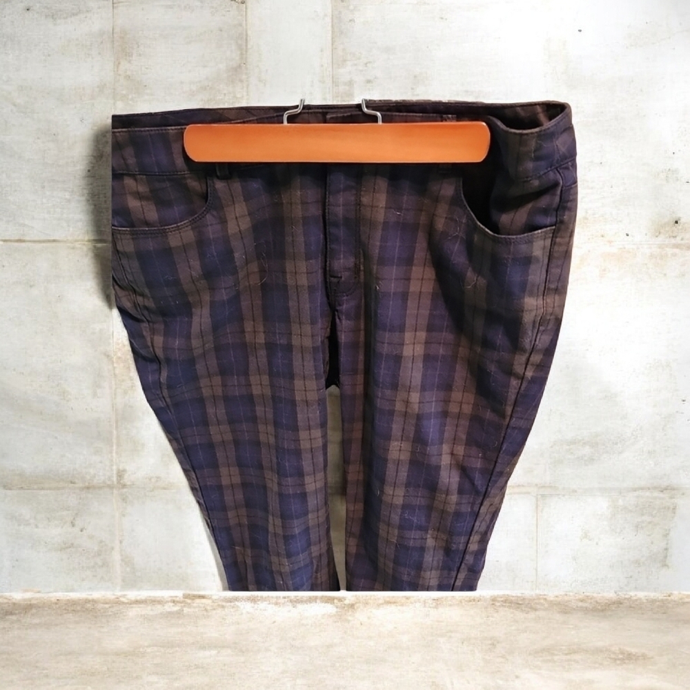 Ladies Plaid Pants - Blue and Brown